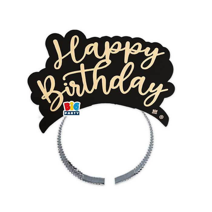 Στέκα Χάρτινη Μαύρο & Χρυσό Happy Birthday / 4 τμχ