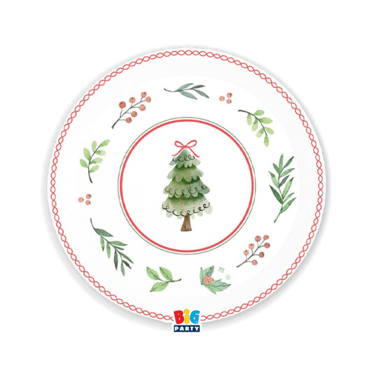 Πιάτα Χάρτινα Φαγητού 22εκ Joyful Christmas / 6 τεμ.