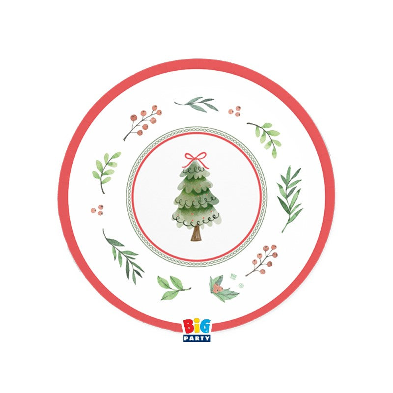 Πιάτα Χάρτινα Γλυκού 18εκ Joyful Christmas / 6 τεμ