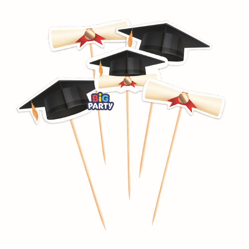 5 Διακοσμητικές Οδοντογλυφίδες - Cake Topper Ad Maiora - Graduation