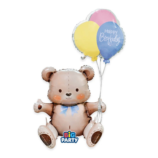 Μπαλόνι Φοιλ Σχήμα Happy Birthday Sitting Bear - Αρκουδάκι - Αρκούδας