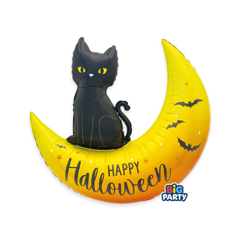 Μπαλόνι Φοιλ Μαύρη Γάτα & Φεγγάρι / 78 x 75 εκ - Happy Halloween