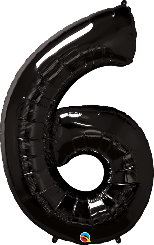 Μπαλόνι Φοιλ Σχήμα Νούμερο 6 Μαύρο 86εκ ύψος
