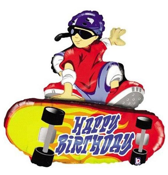 38" Μπαλόνι Skateboard Happy Birthday