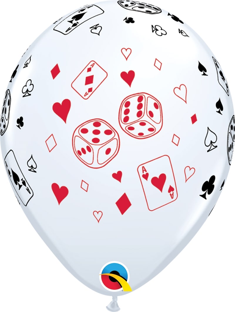 Μπαλόνια Λάτεξ 11 Cards and Dice White /25 τεμ - casino