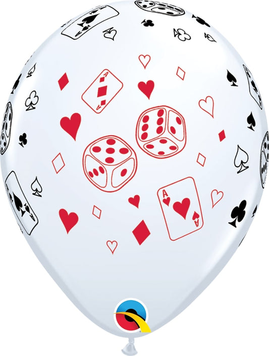 Μπαλόνια Λάτεξ 11 Cards and Dice White /25 τεμ - casino