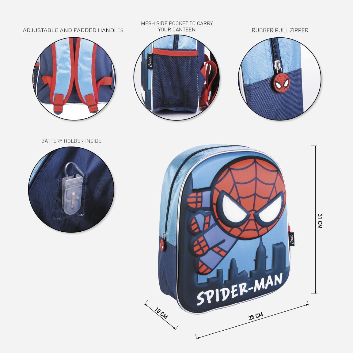 3D Τσάντα νηπιαγωγείου Spiderman με φως