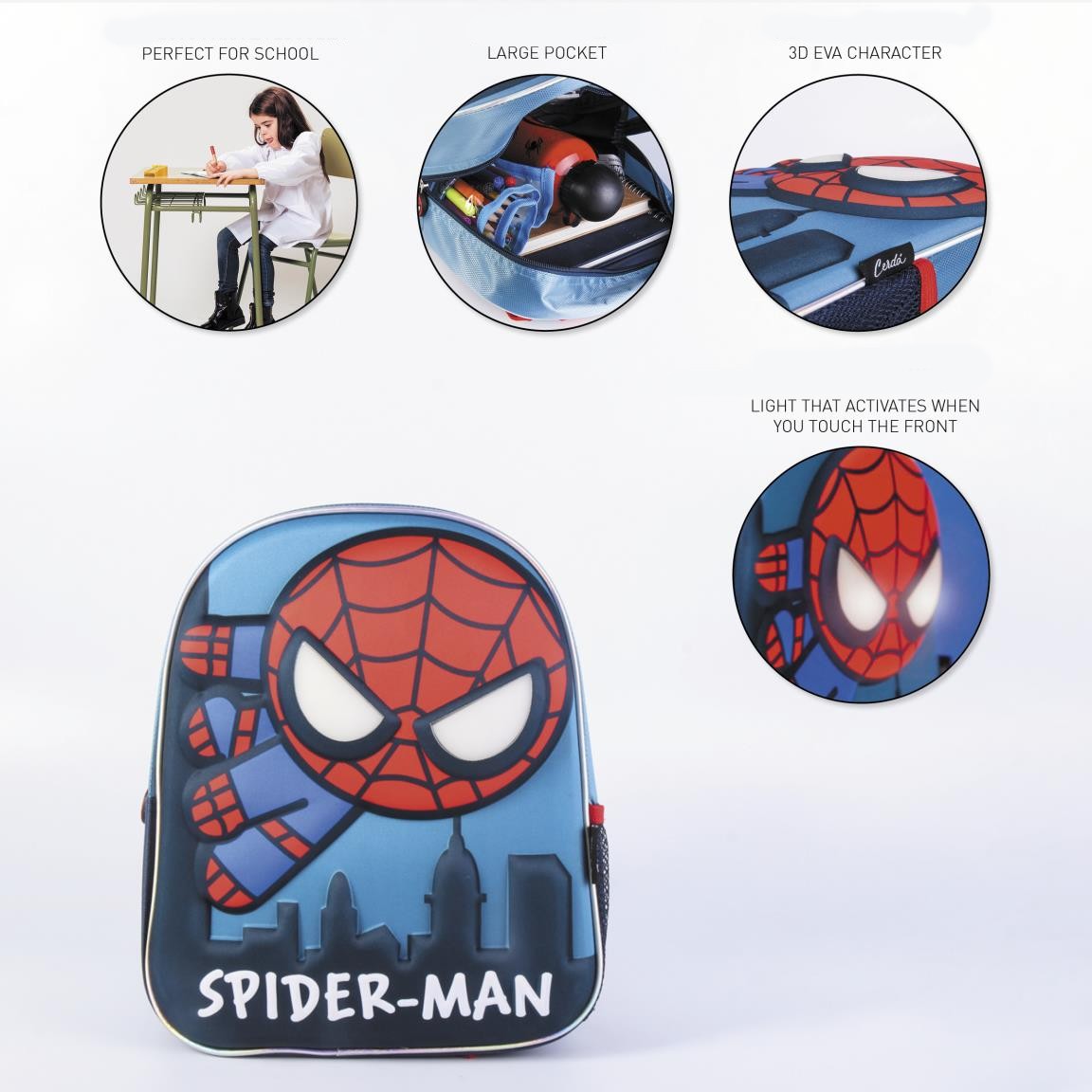 3D Τσάντα νηπιαγωγείου Spiderman με φως
