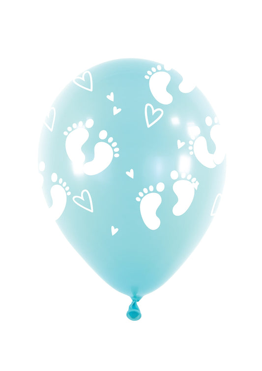Μπαλόνια Λάτεξ 11 Baby Footprints Σιέλ / 6 τεμ