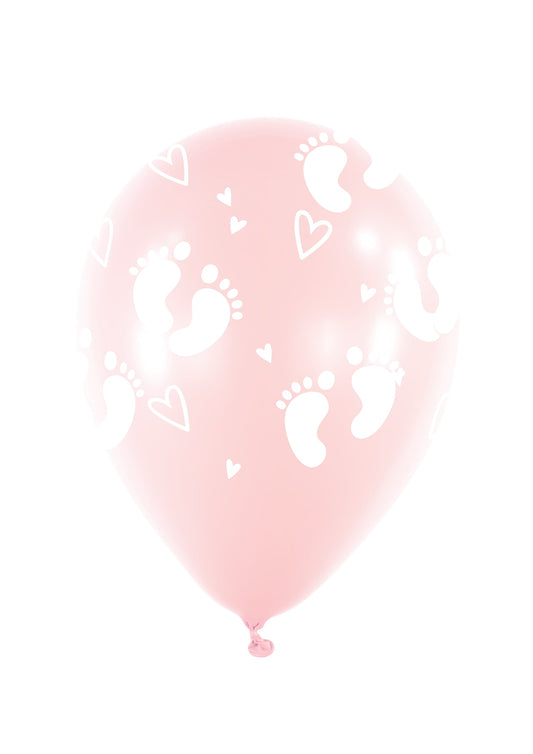 Μπαλόνια Λάτεξ 11 Baby Footprints Ροζ / 6 τεμ