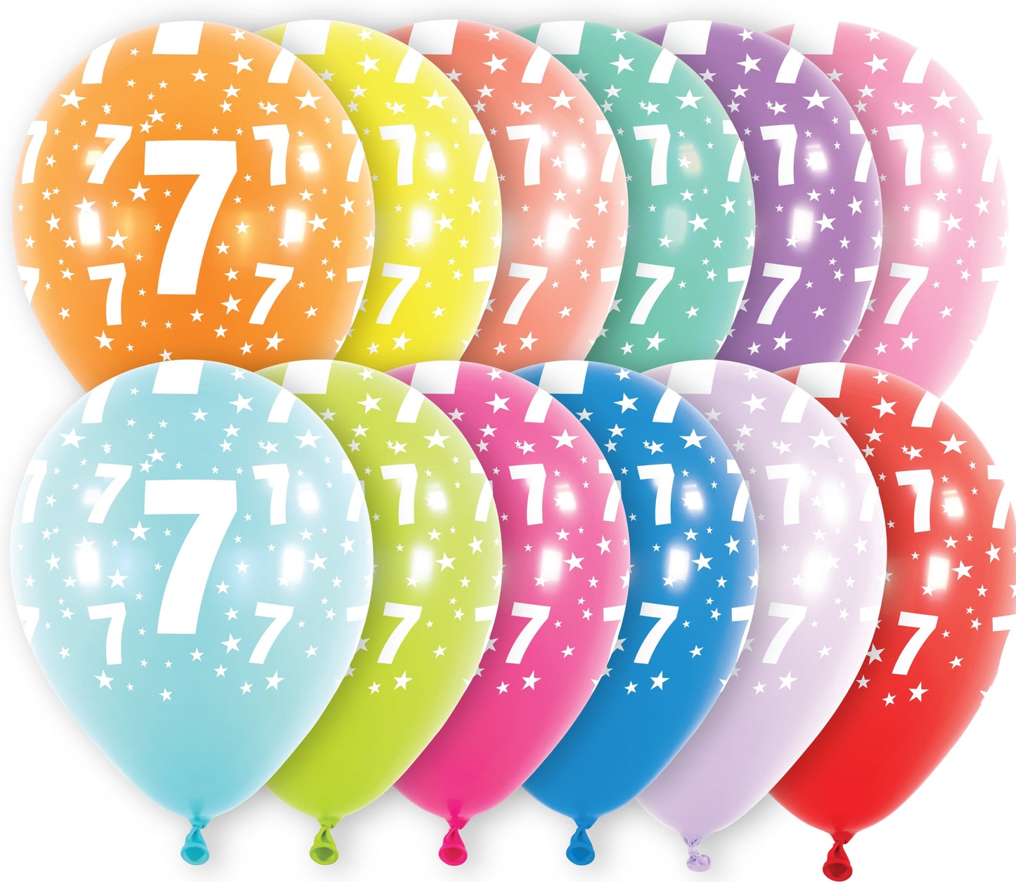 Μπαλόνια Λάτεξ 11 Νούμερο 7 με Αστέρια Ασορτί / 6 τμχ