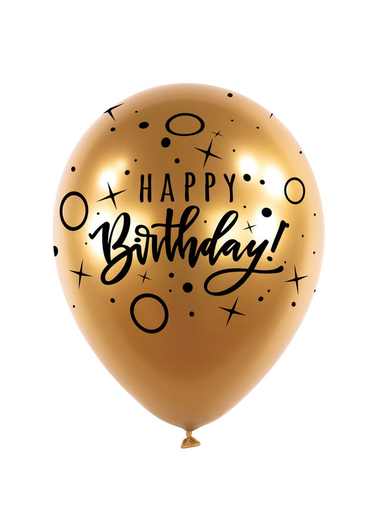 Μπαλόνια Λάτεξ 11 Birthday Dots & Sparkle Satin Gold / 6 τμχ
