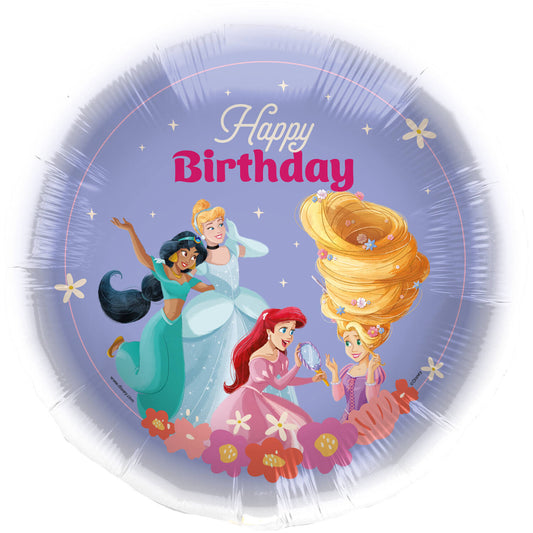 Μπαλόνι Φοιλ 17 Disney Princess / 43 εκ - Happy Birthday  Rapunzel - Cinderella- Jasmine - Ariel