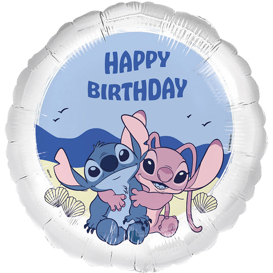 Μπαλόνι Φοιλ 17 Stitch  & Angel Happy Birthday / 43 εκ