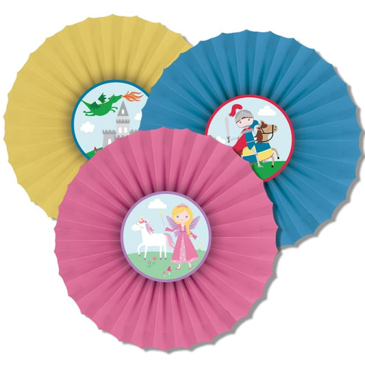 Διακοσμητικές Βεντάλιες Χάρτινες Πριγκίπισσα και Ιππότης/ 3 τεμ