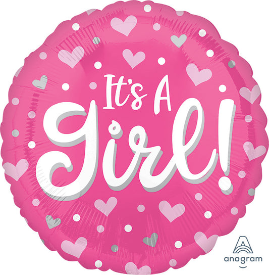 Μπαλόνι Φοιλ 18  It'a Girl Hearts & Dots / 46εκ