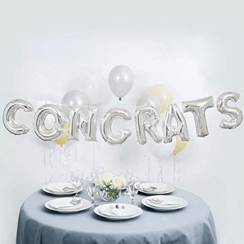 Silver Congrats Foil Letter Balloon Banner Kit  14