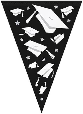 Γιρλάντα Σημαιάκια Congrats Grad Silver- Black - White / 274 εκ.