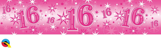 Age 16 Pink Sparkle Foil Banner