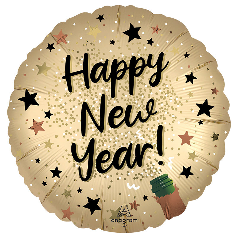 Μπαλονι Φοιλ 18 Satin  Gold Happy New Year / 18 εκ