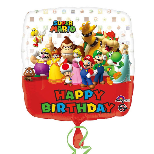 Μπαλόνι Φοιλ 17 Τετράγωνο Happy Birthday Super Mario Bros / 43εκ
