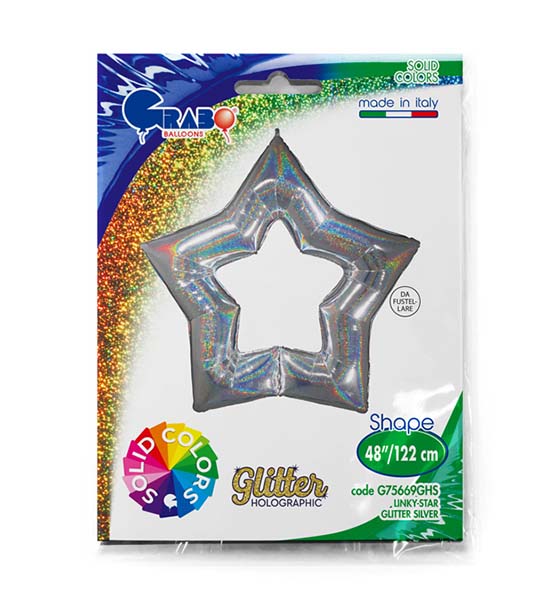 48" Μπαλόνι Ασημί Linky Aστέρι