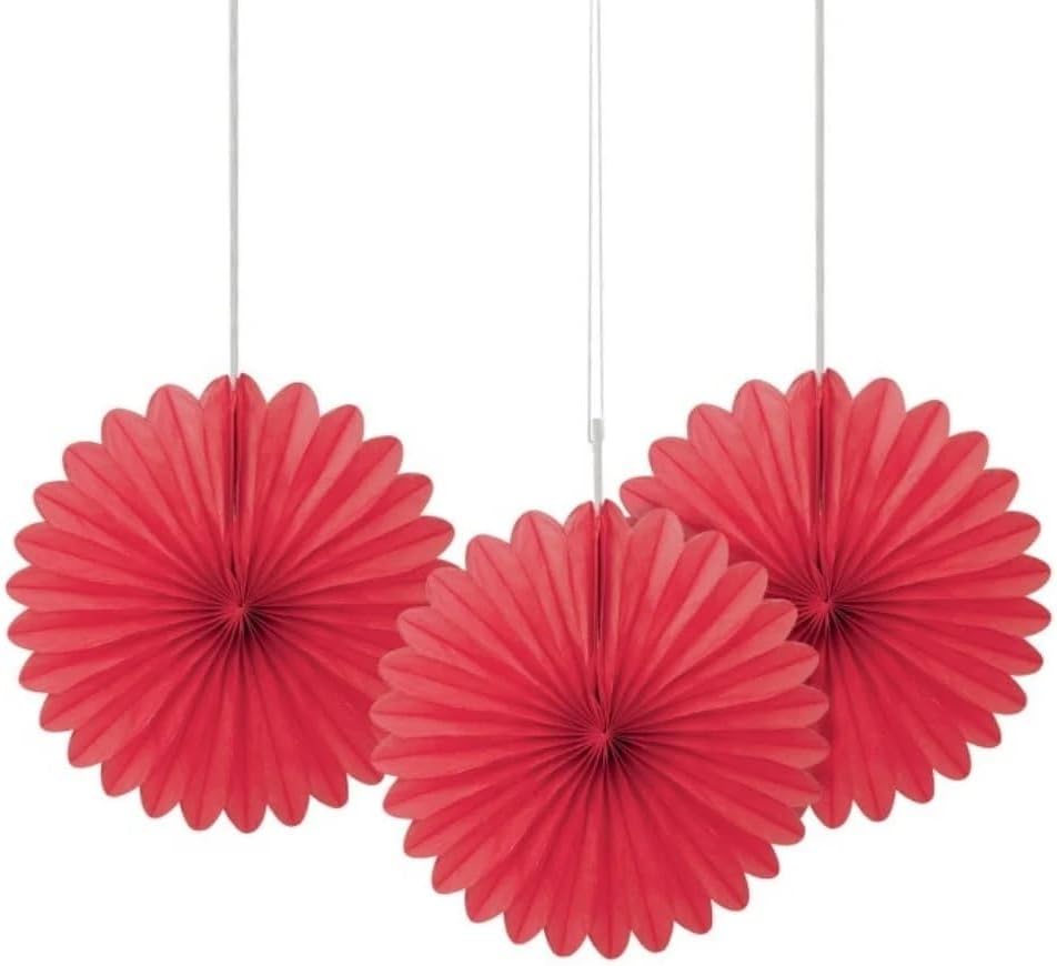Διακοσμητικές Βεντάλιες Χάρτινες Κόκκινο/Red / 3 τεμ.