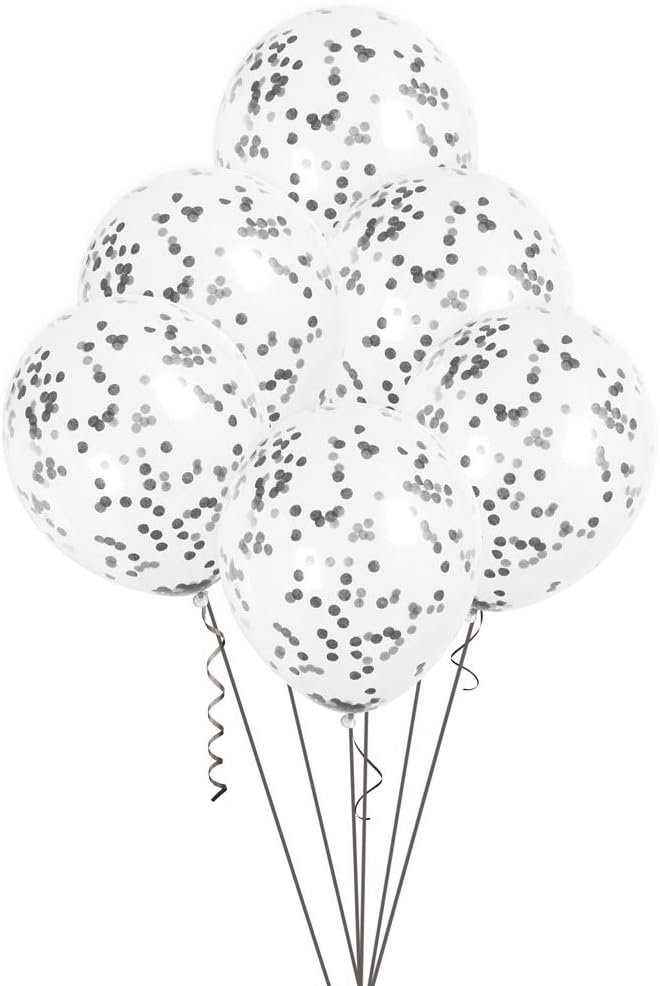 Μπαλόνια Διάφανα 12 με Μαύρα Κομφετί / 6 τεμ