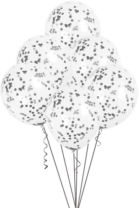 Μπαλόνια Διάφανα 12 με Μαύρα Κομφετί / 6 τεμ
