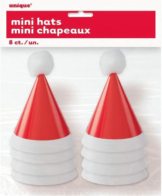 Καπελάκια μινι με φουντίτσα  Άγιος Βασίλης / 8 τεμ.
