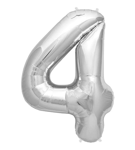 Mini Shape Μπαλόνια Αριθμοί Ασημί 40 cm – 16″
