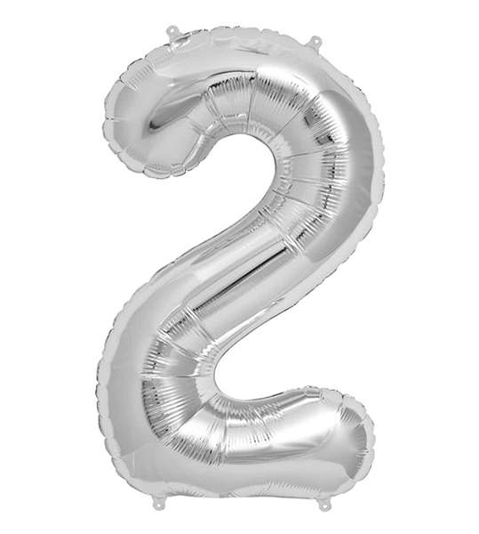 Mini Shape Μπαλόνια Αριθμοί Ασημί 40 cm – 16″