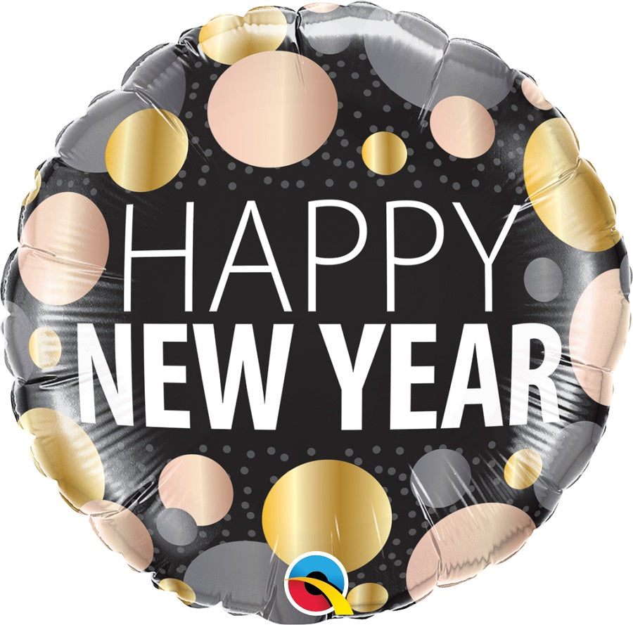 Μπαλόνι Φοιλ 18 Happy New Year Metallic Dots /45 εκ