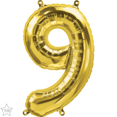 Μπαλόνι Φοιλ Μινι Νούμερο 9  Χρυσό 16/ 41εκ. με βαλβίδα