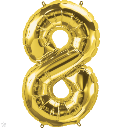 Μπαλόνι Φοιλ Σχήμα Νούμερο 8 Χρυσό 86εκ ύψος