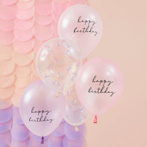 Μπαλόνια HB με κομφετί/Pearlised Pink & Shell Confetti Balloon(5τεμ.)