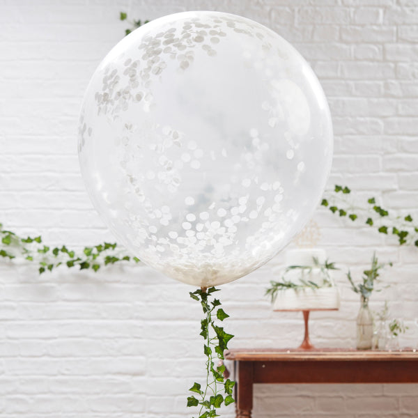 Μεγάλο μπαλόνι 36 με λευκά κομφετί/Giant White36 Confetti Balloons(3 τεμ)