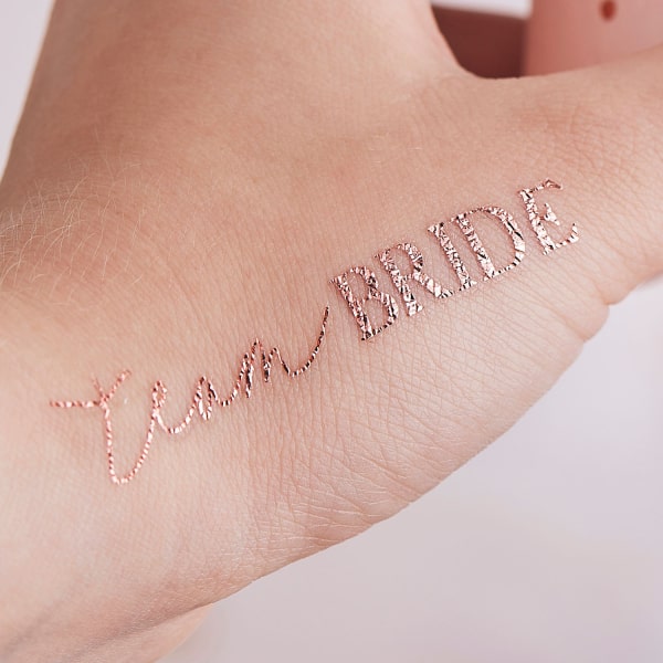 Τατουάζ Ροζ Χρυσό Team Bride Μπάτσελορ Πάρτι