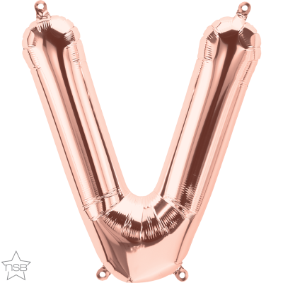 Μπαλόνι Φοιλ Γράμμα μίνι V  Ροζ Χρυσό 16/ 41εκ
