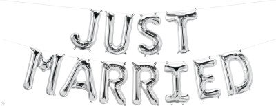 Μπαλόνι Γράμματα Just Married Ασημί