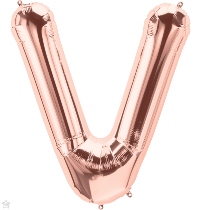 Μπαλόνι Φοιλ Γράμμα  V  Ροζ Χρυσό 34/ 86εκ