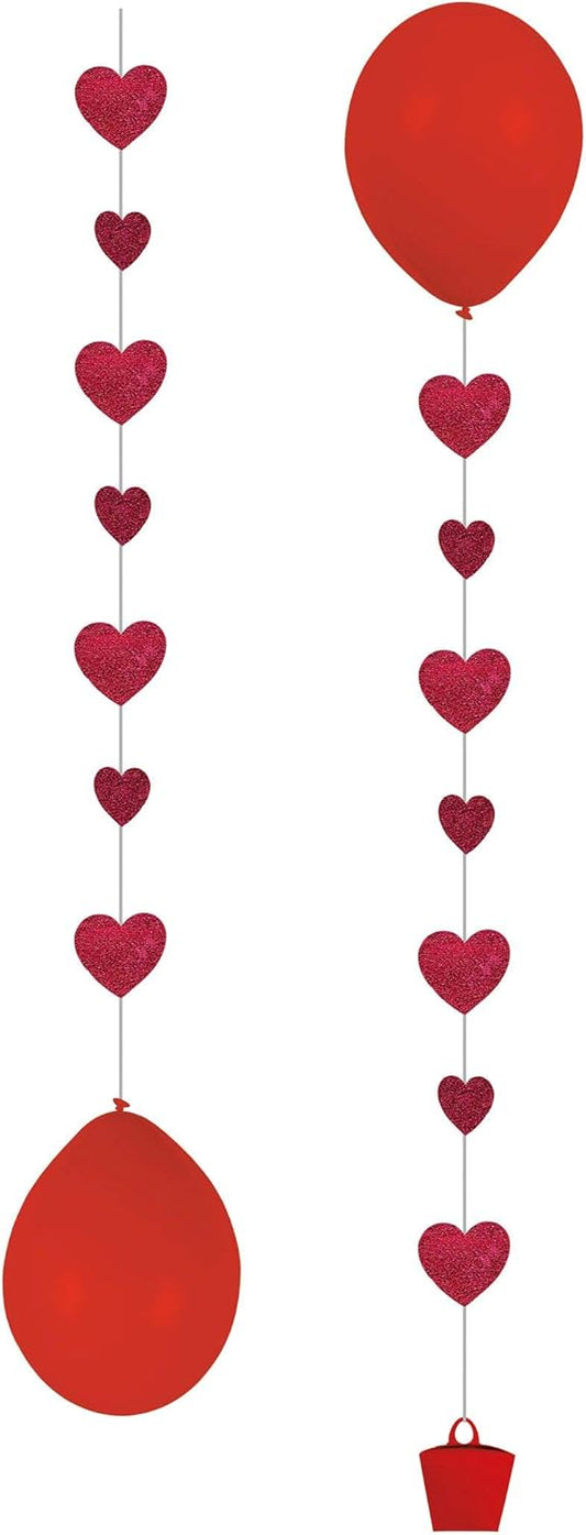 Ουρά για Μπαλόνια 11 με Κόκκινες Καρδιές 1μ / 3 τμχ