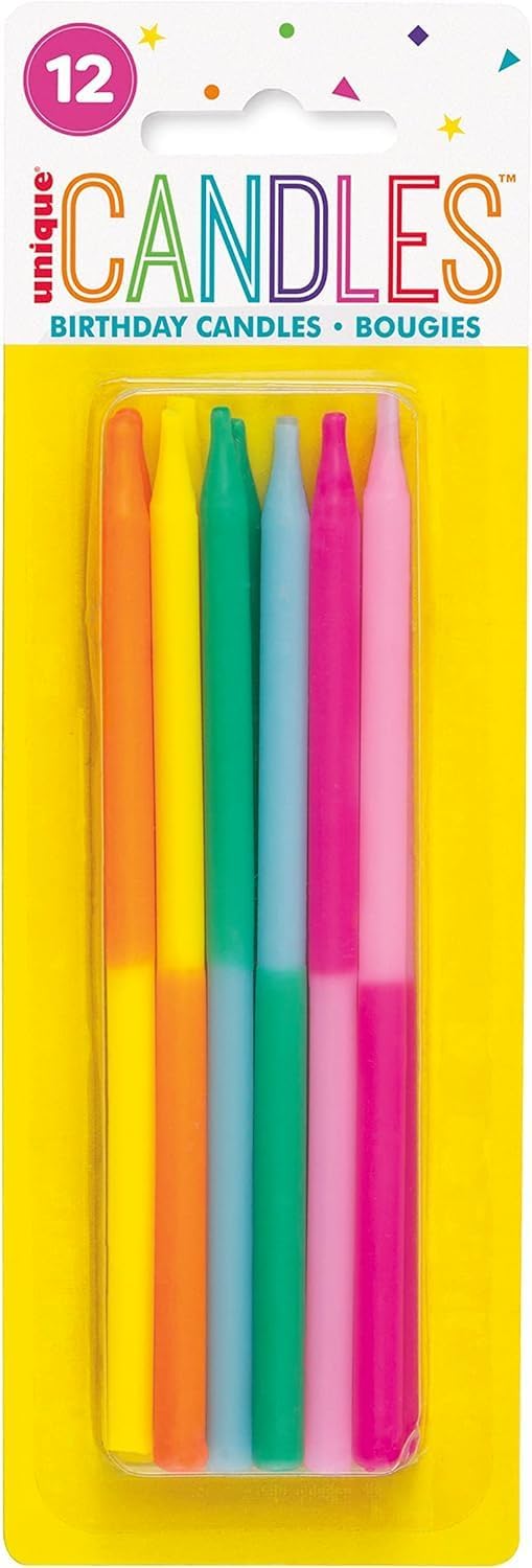 Κεριά Γενεθλίων Δίχρωμα 12.5 εκ / 12 τμχ