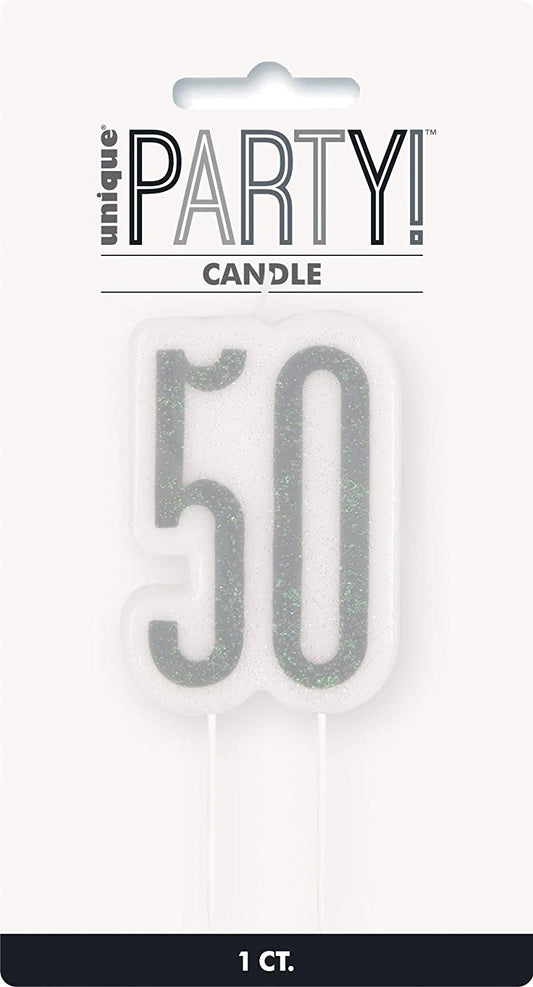 Κερί Νούμερο 50 Glitz Black Numeral Birthday  / 8 εκ