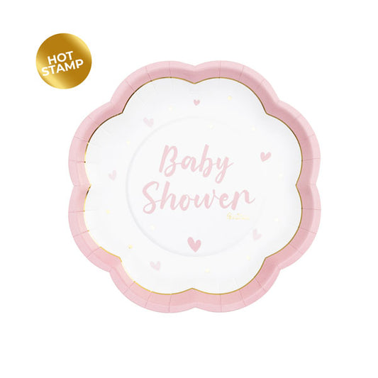 Πιάτα 20εκ Σχήμα Baby Shower Ροζ  / 8 τεμ