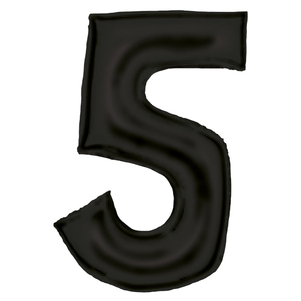 Μπαλόνι Φοιλ Σχήμα Μαύρο Νούμερο 5 - Silk Lustre Black / 86 εκ