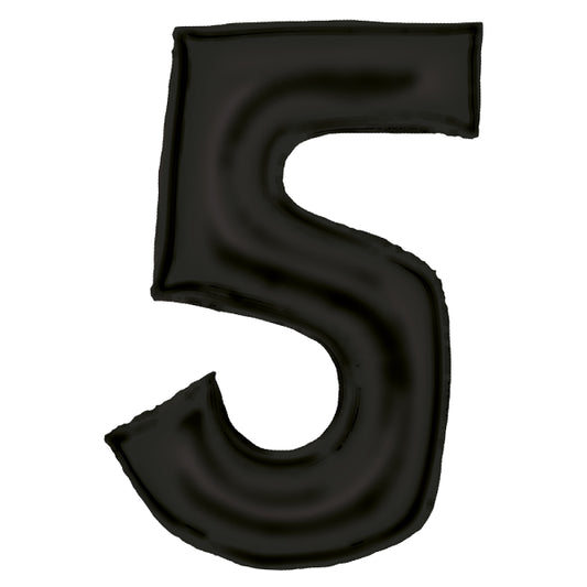 Μπαλόνι Φοιλ Σχήμα Μαύρο Νούμερο 5 - Silk Lustre Black / 86 εκ