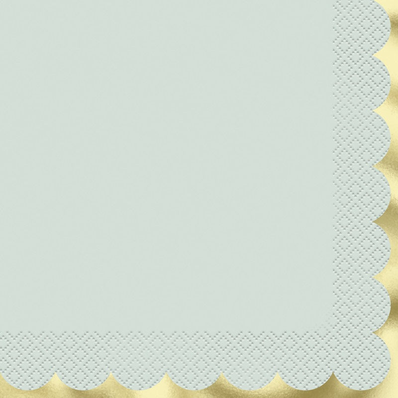 Χαρτοπετσέτες Φαγητού Scalloped Gold & Light Blue  / 16 τεμ