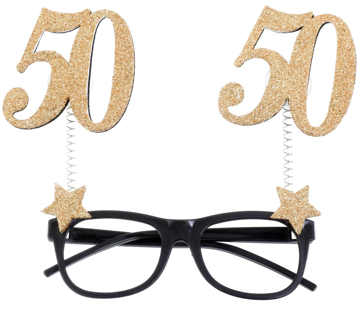 Gold glitter age glasses 50 years 15 x 16 cm