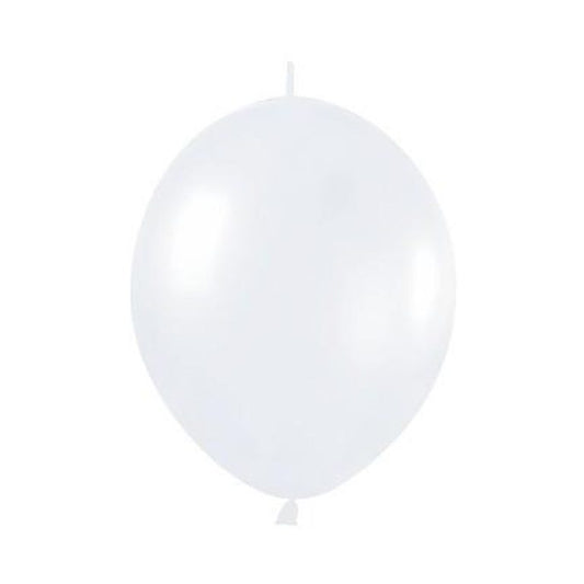 6" Λευκό Περλέ μπαλόνι Link-O-Loons με ουρίτσα